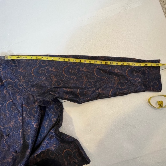 Barry.Wang Men’s Blue & Gold Long Sleeve Silk & Polyester Dress Shirt 4XL - Picture 8 of 11